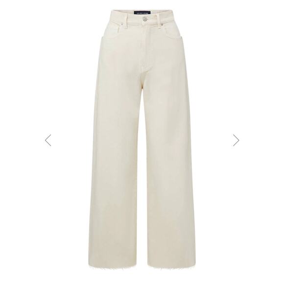 Veronica beard Ecru TAYLOR CROPPED WIDE-LEG high rise JEAN size 32/ US 14 - Picture 4 of 15